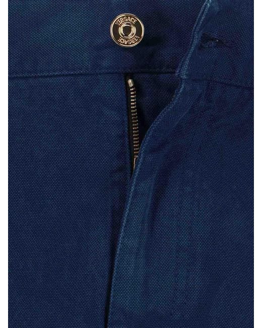 Versace Blue Overdyed Canvas Carpenter Pants for men