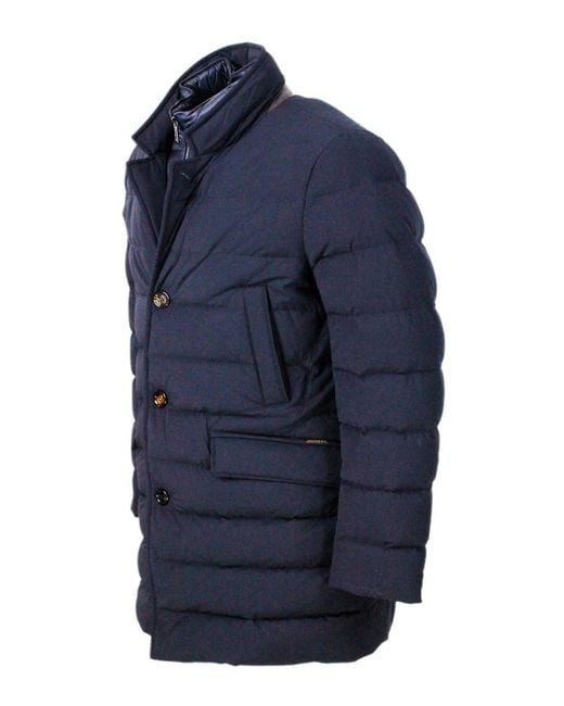 Moorer Blue Tech Fabric Coat for men