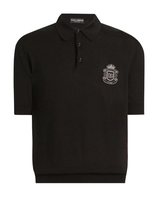 Dolce & Gabbana Black Piqué Cotton Polo Shirt for men