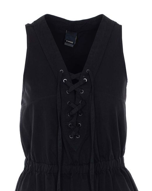 Pinko Black Casarsa Lace-Up Tiered Dress