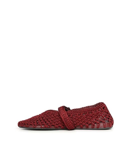 Alaïa Red Satin Cord Flats