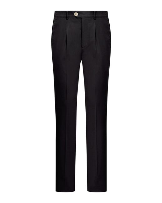 Brunello Cucinelli Black Cotton Blend Chino Pants for men