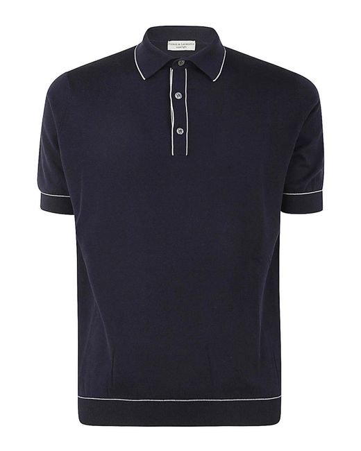 FILIPPO DE LAURENTIIS Blue Short Sleeves Polo for men
