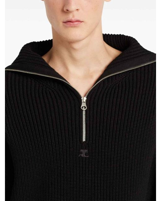 Courreges Black Zipped Wool Sweater