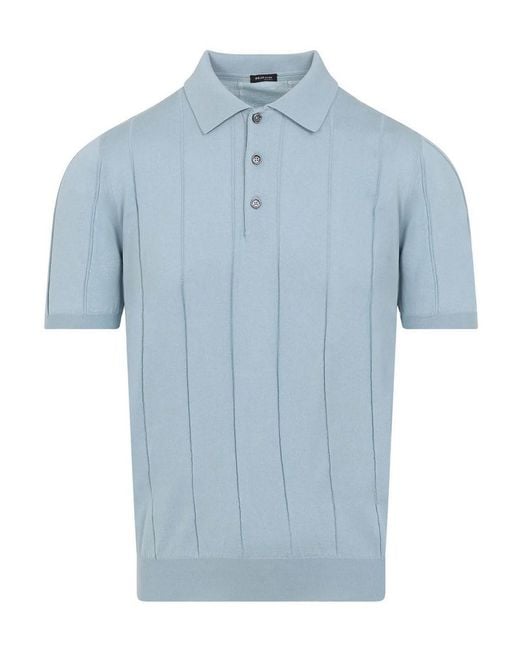 Kiton Blue Cotton Polo for men