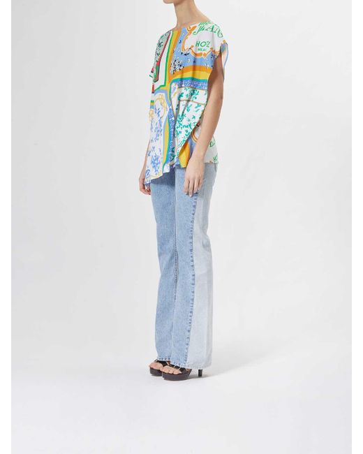 Moschino Blue Top Stampa Foulard
