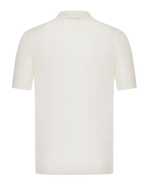 Nome White Short-Sleeved Linen Polo Shirt for men