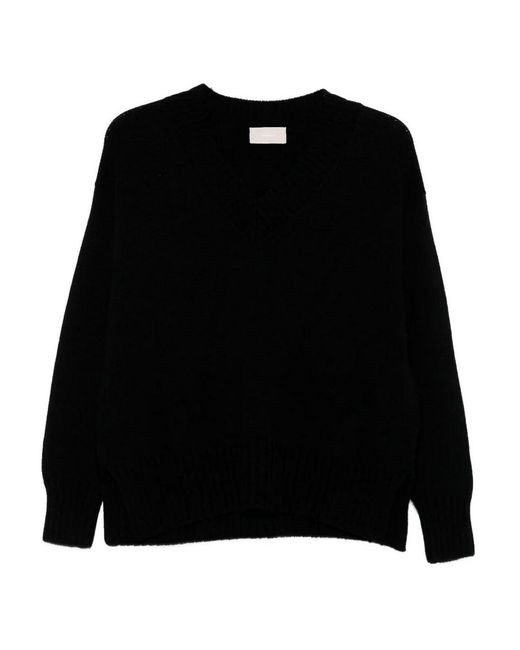 Drumohr Black Long Sleeve V-Neck Sweater