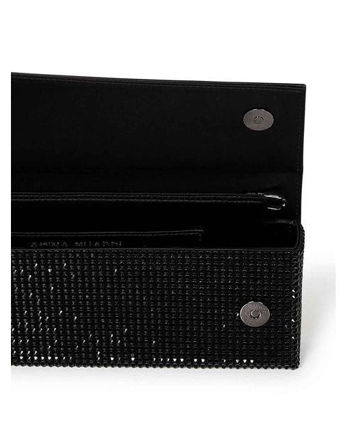 AMINA MUADDI Black Silk Satin Clutch