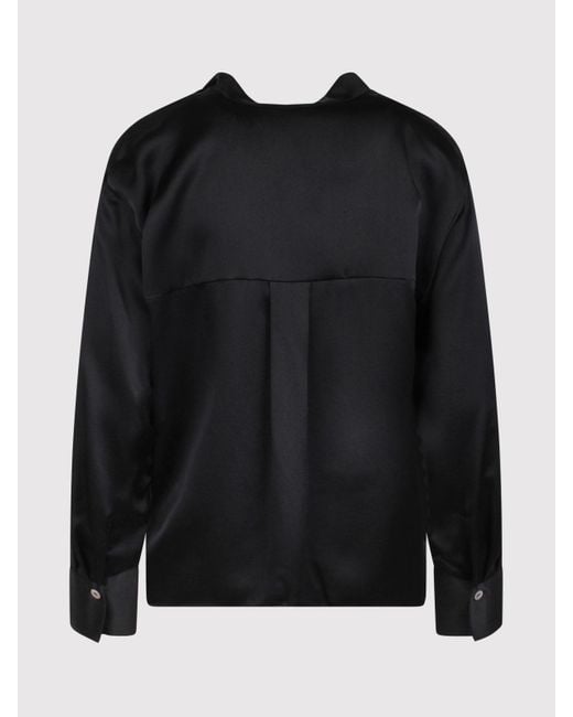 Vince Black Draped Silk Shirt