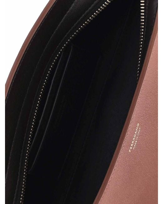 Ferragamo Brown Shoulder Bag Hug East-West