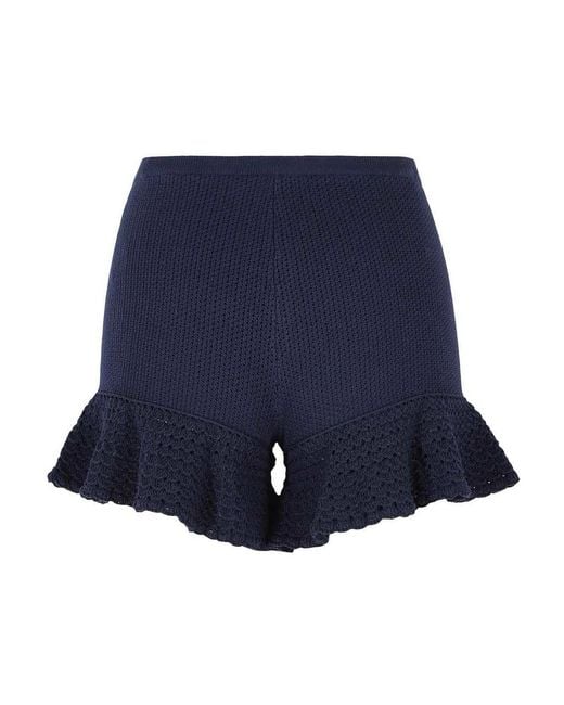 Self-Portrait Blue Viscose Blend Shorts