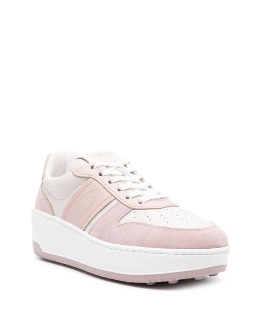 Tod's Pink Leather Platform Sneakers