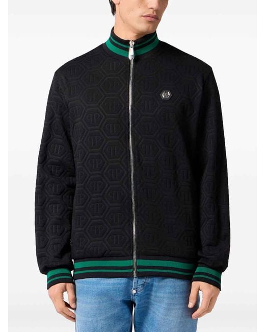 Philipp Plein Black Zip-Up Sweatshirt for men