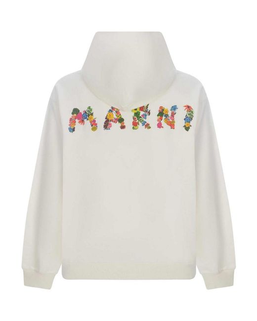 Marni White Hooded Sweatshirt Made Of Cotton for men