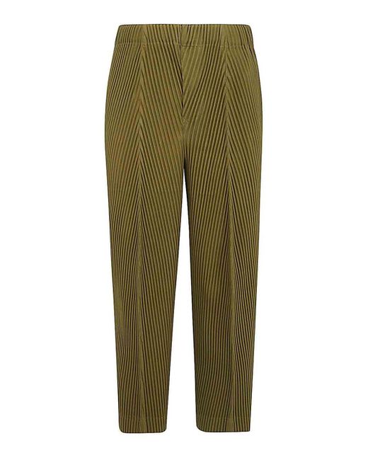 Homme Plissé Issey Miyake Green Pleated Pants for men