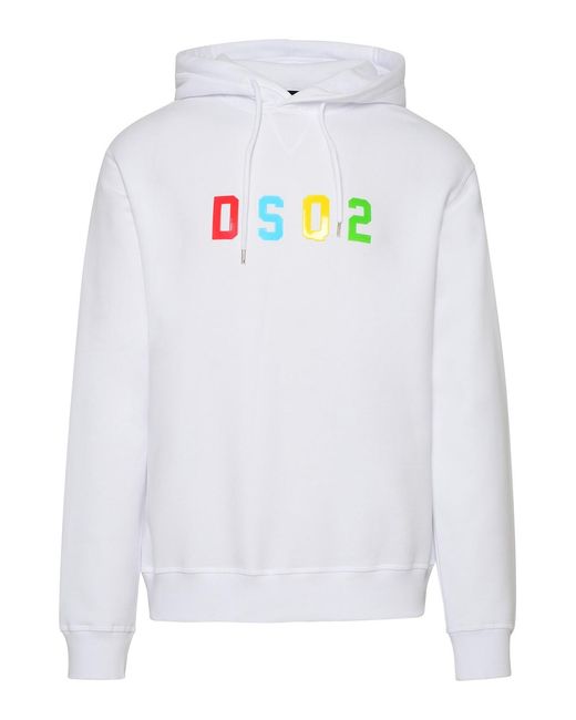 DSquared² White Multicoloured Dsq2 Logo Hoodie for men