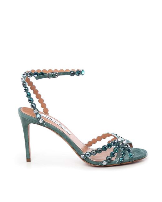 Aquazzura Blue Tequila Crystal Sandals