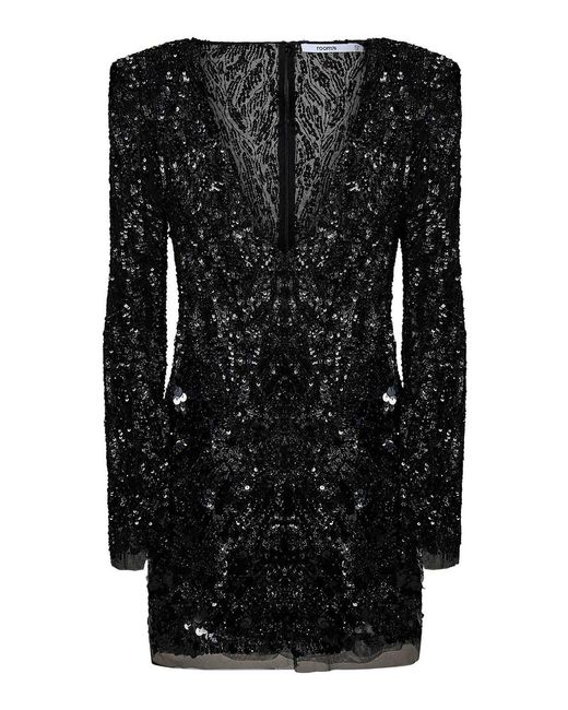 ROOM76 Black Semi-Transparent Tulle Minidress