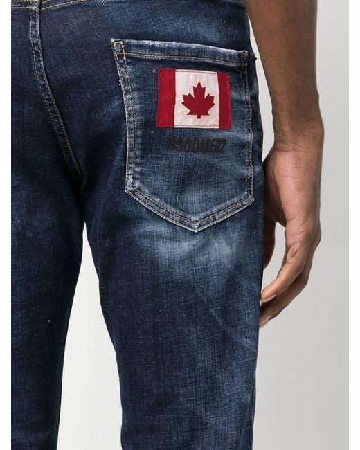 DSquared² Blue Logo-Patch Straight-Leg Jeans for men