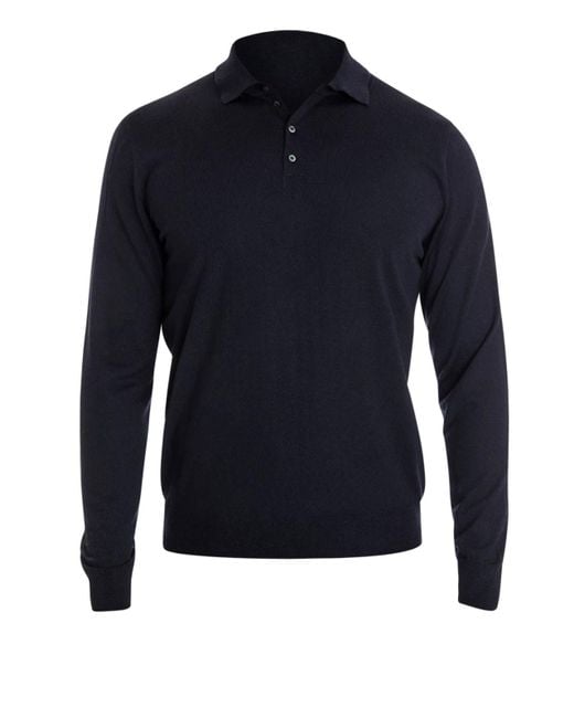 Drumohr Blue Wool Polo Shirt for men