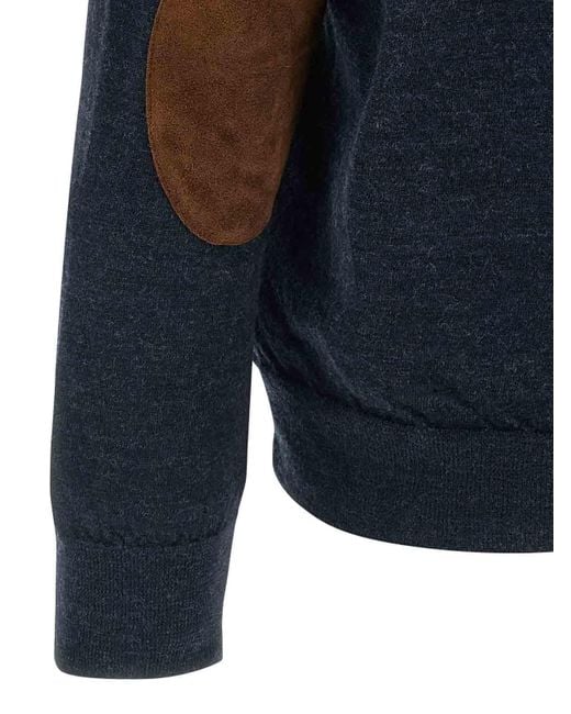 Maison Margiela Blue Suede Patch Cardigan for men