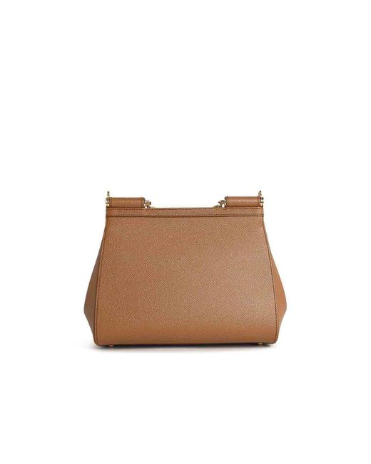 Dolce & Gabbana Brown Sicily Camel Leather Bag