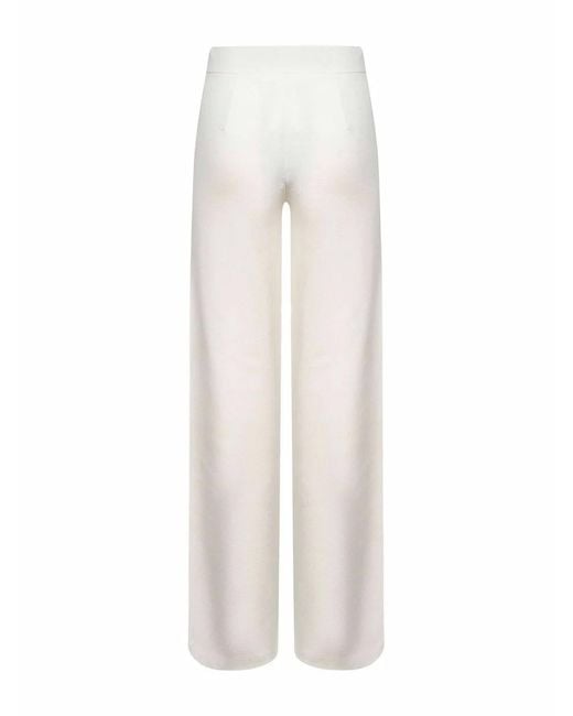 Max Mara White Stretch Knit Marzia Straight Trousers