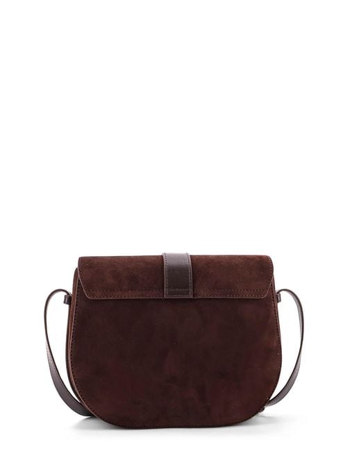 Staud Brown Bella Saddle Suede Shoulder Bag