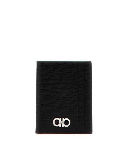 Ferragamo Black Revival Gancio Card Holder for men
