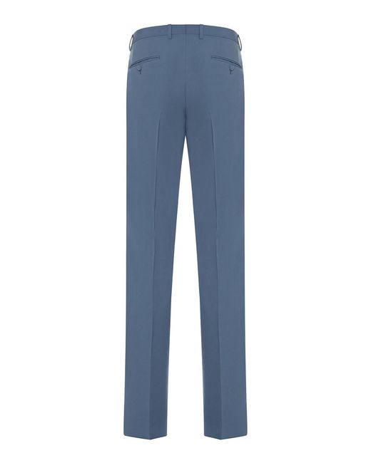Dolce & Gabbana Blue Virgin Wool Trousers for men
