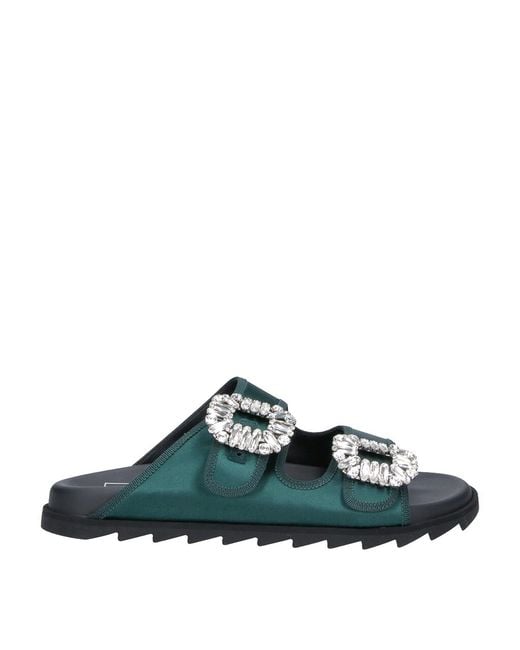 Roger Vivier Green Mules Slidey Viv