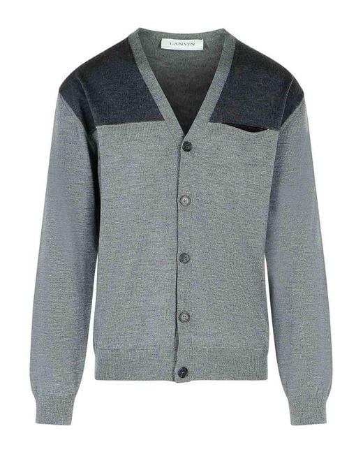 Lanvin Gray Wool Cardigan for men