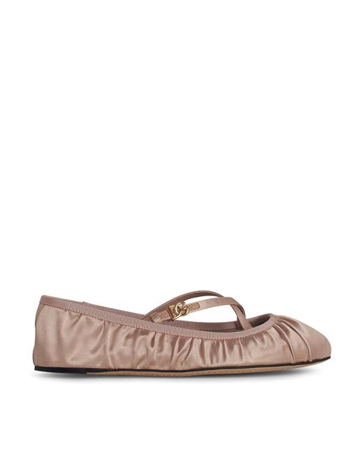 Dolce & Gabbana Brown Satin Ballet Flats
