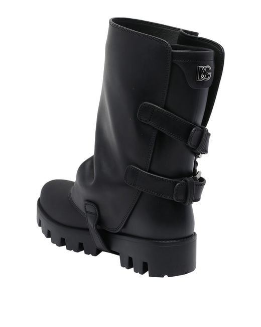 Dolce & Gabbana Black Buckle Booties