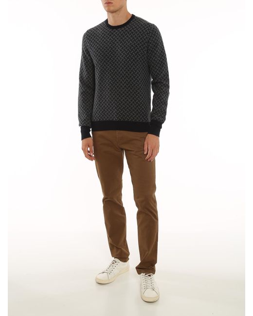 Drumohr Black Biscuit Pattern Cashmere Jumper for men