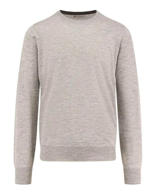 Brunello Cucinelli Gray Cashmere And Silk Shirt for men