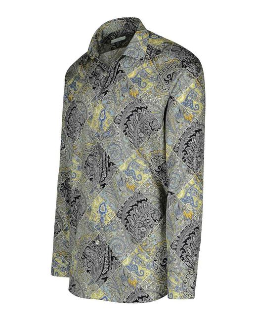 Etro Gray Roma Cotton Shirt for men