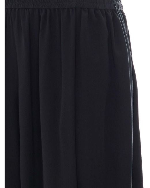 Chloé Black Fluid Pleated Crepe De Chine Pants