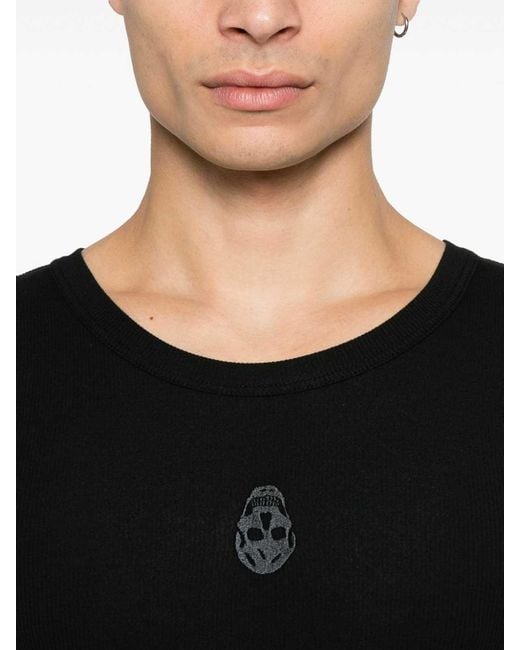 McQueen Black Stretch Cotton Tank Top for men