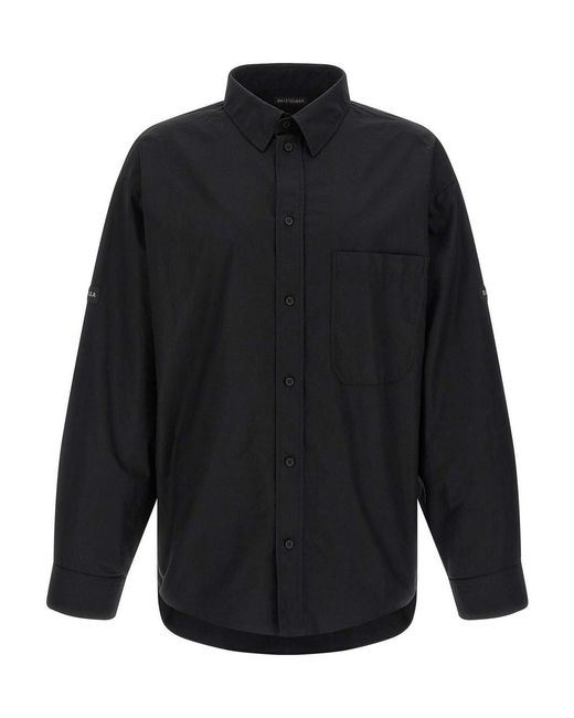 Balenciaga Blue Logo Patch Shirt for men