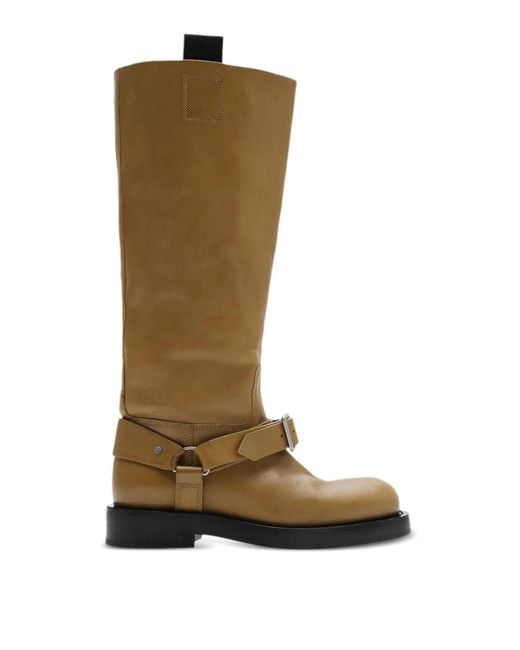 Burberry Green Leather Saddle High Boots