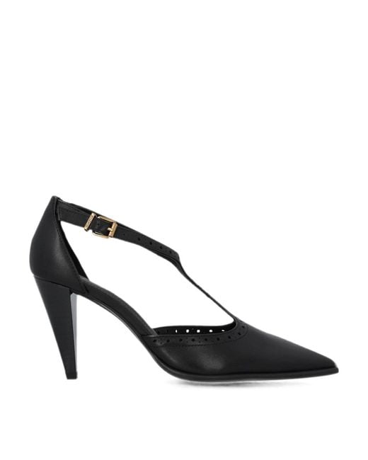 Pinko Black Brogue-Detail T-Bar Pumps