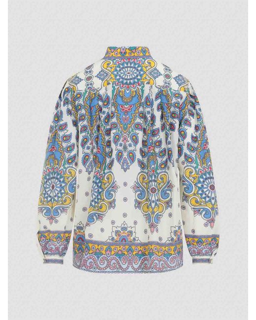 Etro Blue Cotton And Silk Blouse