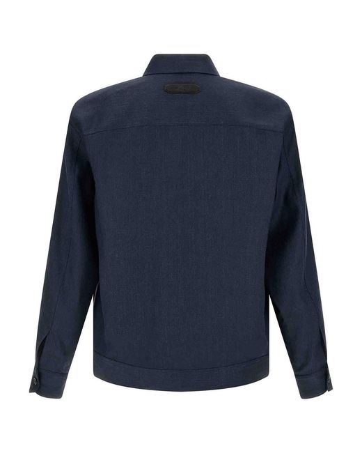 Brioni Blue Shirt Collar Jacket for men