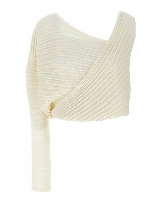 Pleats Please Issey Miyake White Stream Top