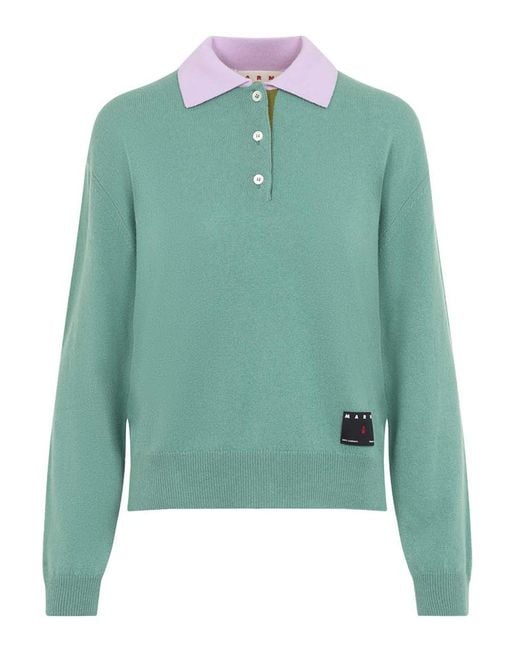 Marni Green Polo Neck Sweater