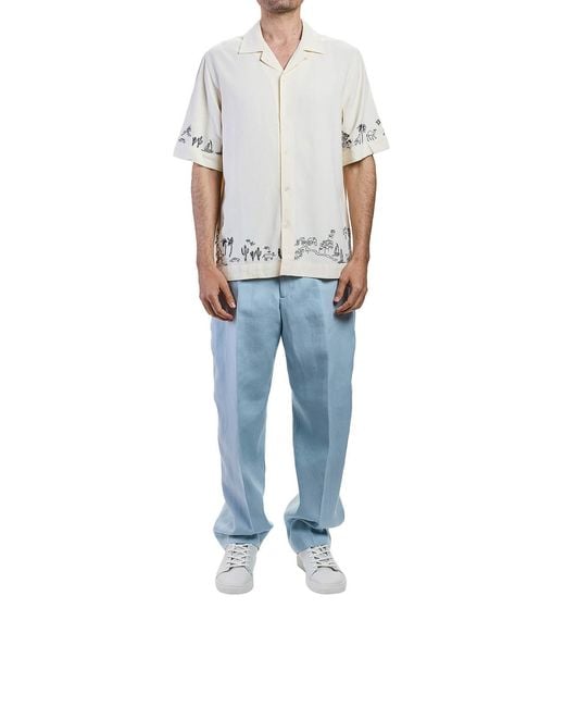 Paul Smith White Summer Reverie Embroidery S/S Shirt for men