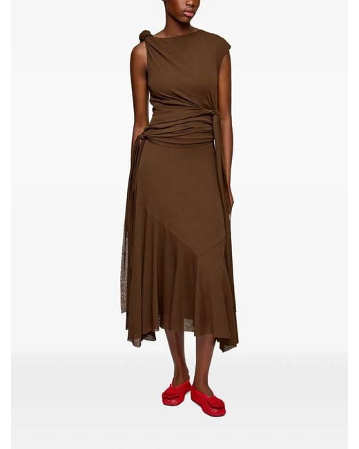 Ganni Brown Marl Mesh Long Dress