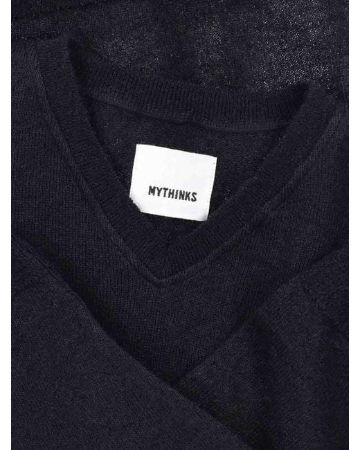 MYTHINKS Blue Alpaca Blend Sweater